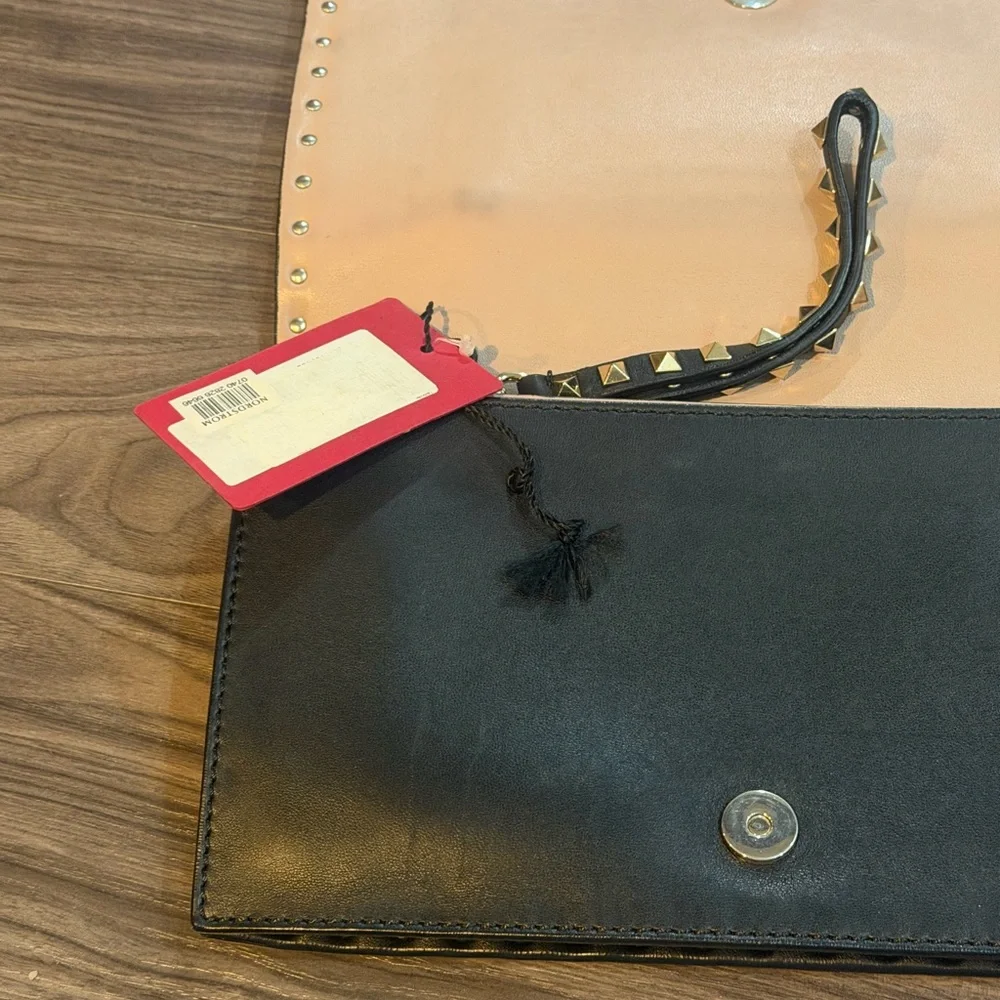 Valentino Rockstud Leather Clutch with Gold Accents - Picture 5 of 9